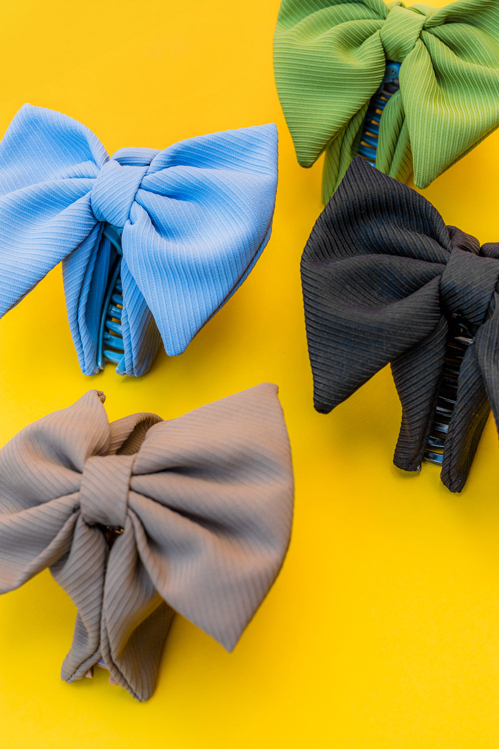 haarclips met strik set groen blauw zwart beige grote strikken haaraccessoires dames