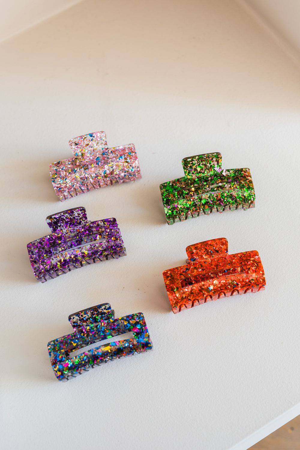 glitter haarclips set kleurrijk haarklemmen roze groen paars oranje multicolor haaraccessoires