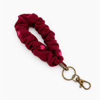 Scrunchie sleutelhanger - Zacht Linnen - Hartjes - Bordeaux