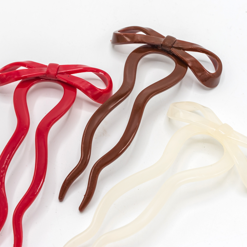 Strik haarpin dames set rood bruin wit stijlvolle haaraccessoires haarspeld strik